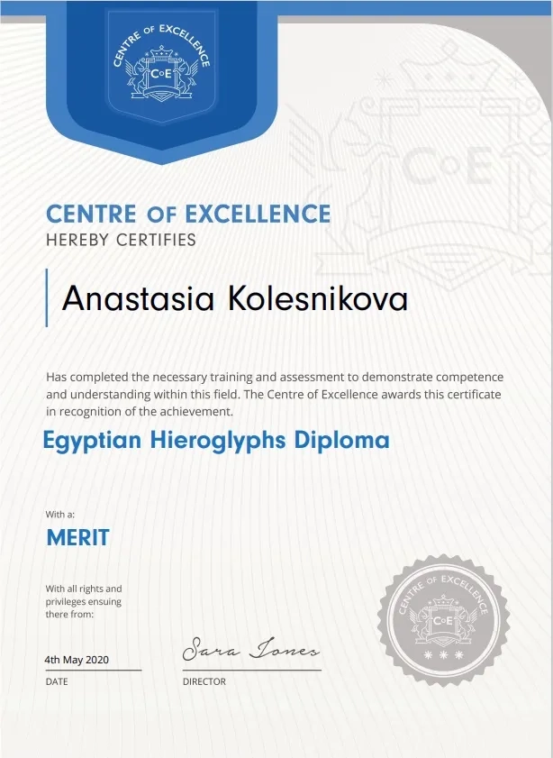 Сертификат о профессиональной переподготовке — Анастасия Колесникова